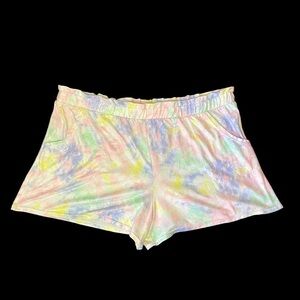 Secret treasures tie dye pastel colorful soft elastic waist shorts